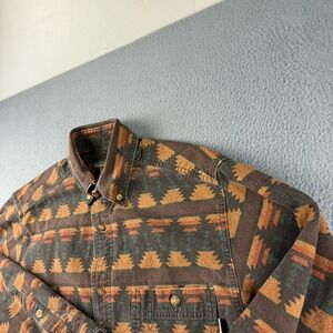 Woolrich Shirt Men's M Brown Aztec Southwest Flannel Oxford Indian Work Vintage